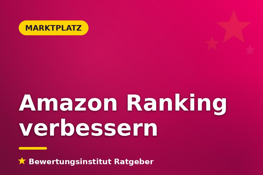 Illustration Amazon-Produktlisting mit Ranking-Pfeil und Bewertungssternen